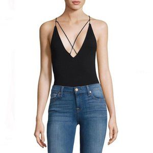 Sam Edelman Black Strappy Plunge Bodysuit Medium